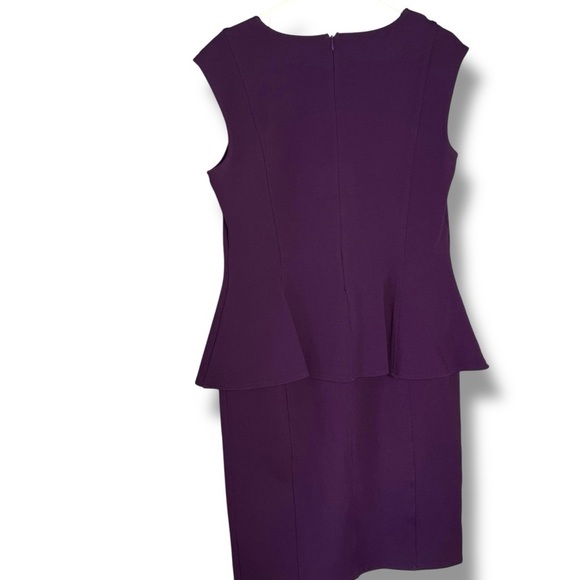ST. JOHN Peplum Dress Womens 14 Sleeveless V-Neck Mulberry Purple Career Stretch - Picture 5 of 8